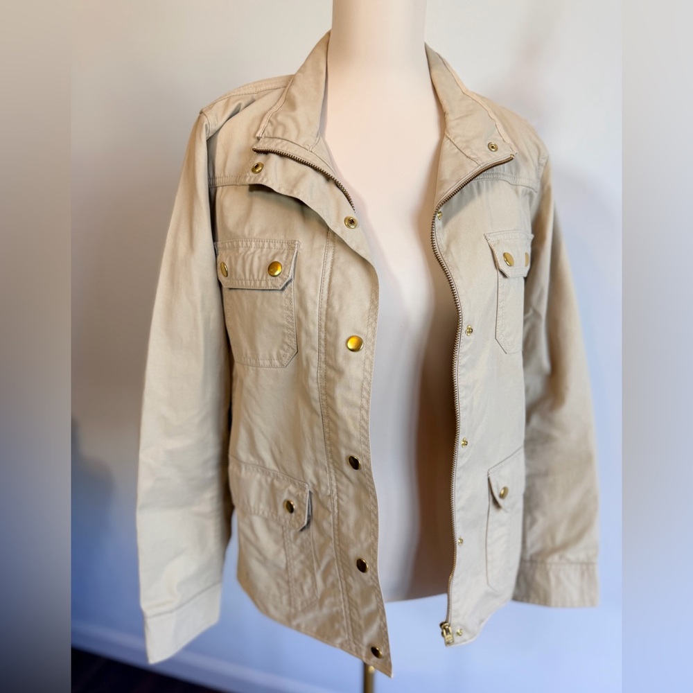 J. Crew Tan Utility Jacket with Gold Buttons - Picture 14 of 14